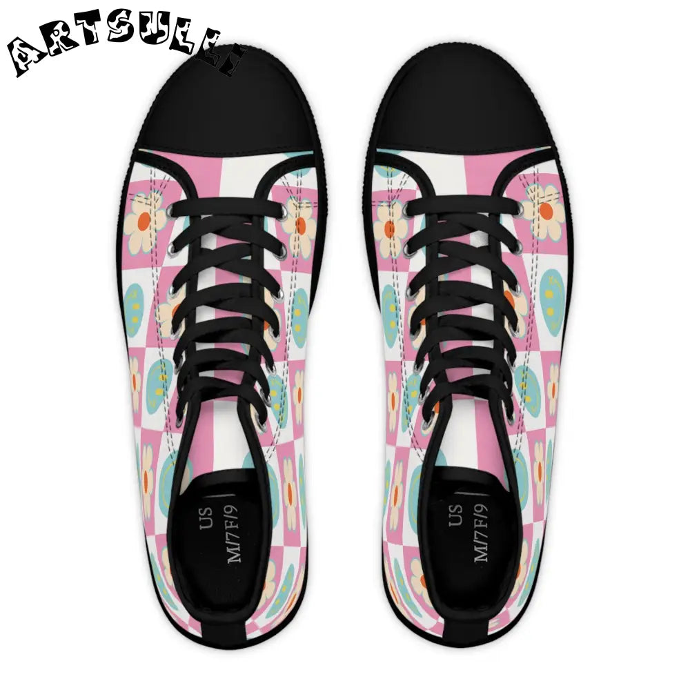 Checkerboard Women's High Breathable Polyester Canvas Sneakers, Artsulli - Art is Long, Life is Short, Shoes, , , , , , , 
