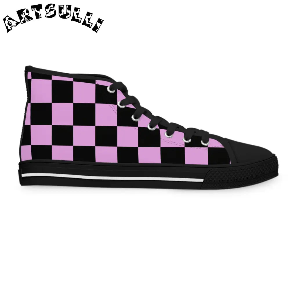 JAKKOUTTHEBXX Checkerboard Women’s High Top Breathable Polyester Canvas 2025
