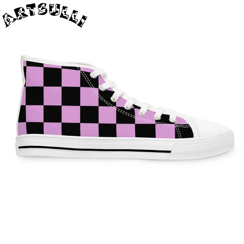 JAKKOUTTHEBXX Checkerboard Women’s High Top Breathable Polyester Canvas 2025