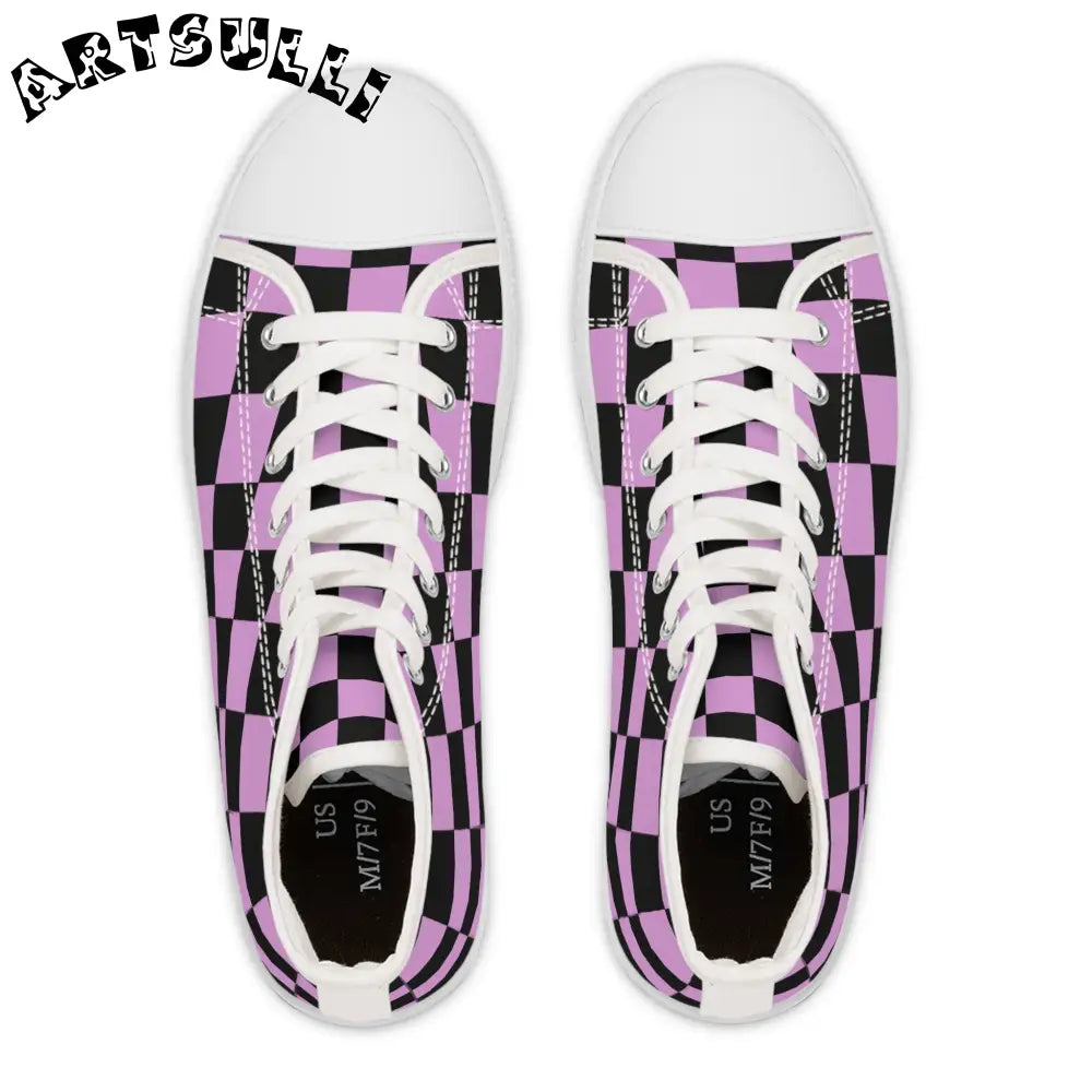 JAKKOUTTHEBXX Checkerboard Women’s High Top Breathable Polyester Canvas 2025