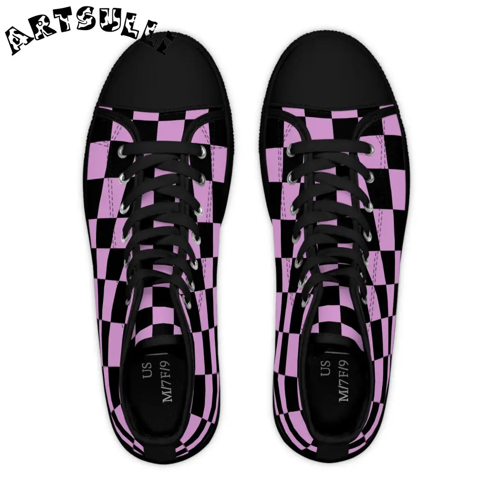 JAKKOUTTHEBXX Checkerboard Women’s High Top Breathable Polyester Canvas 2025