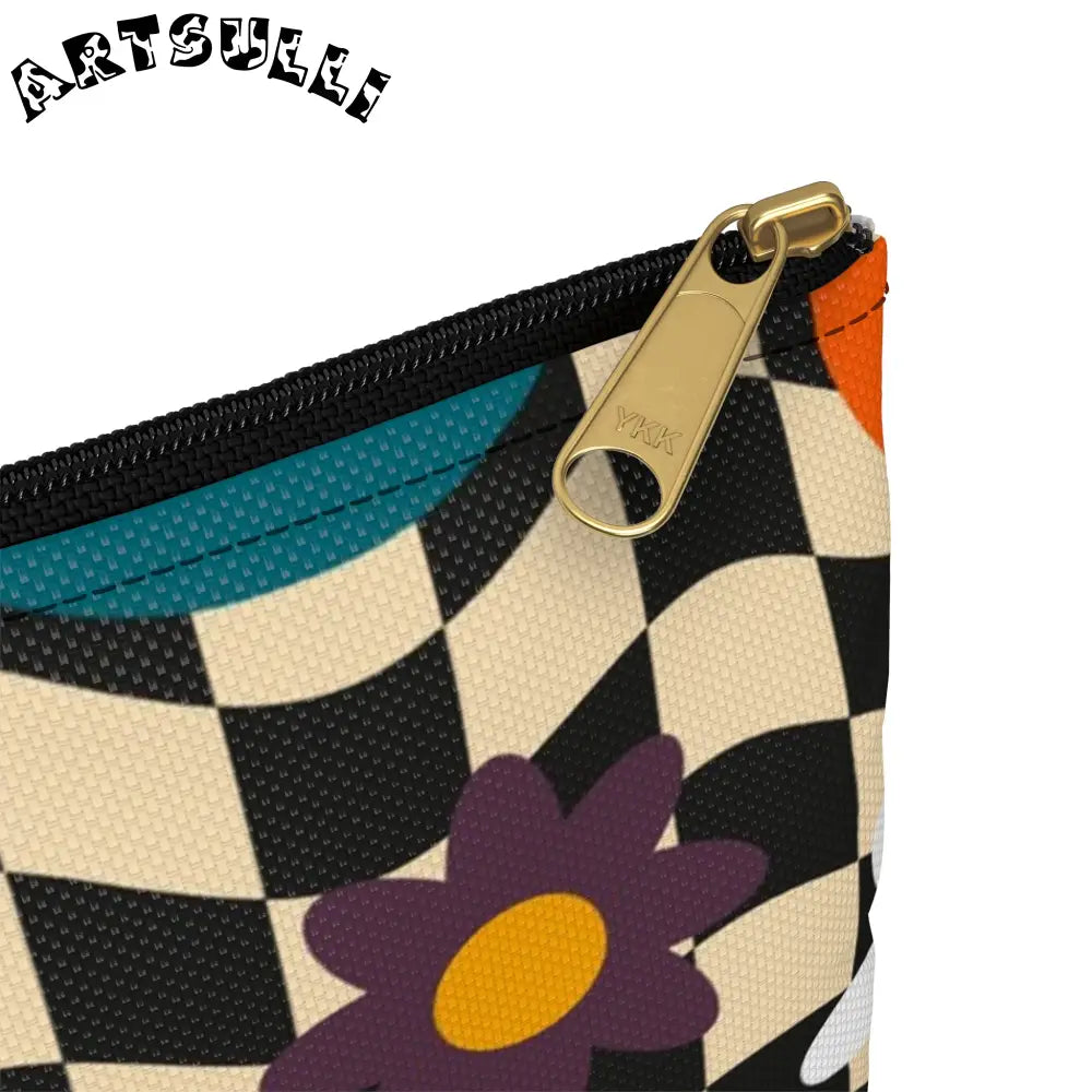 Checkerboard x Smiley Flat Pouch, Artsulli - Art is Long, Life is Short, Bags, , , , , , , 