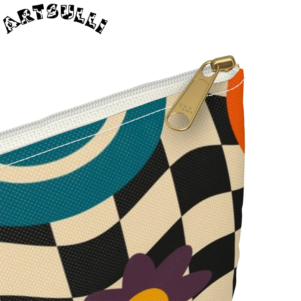 Checkerboard x Smiley Flat Pouch, Artsulli - Art is Long, Life is Short, Bags, , , , , , , 