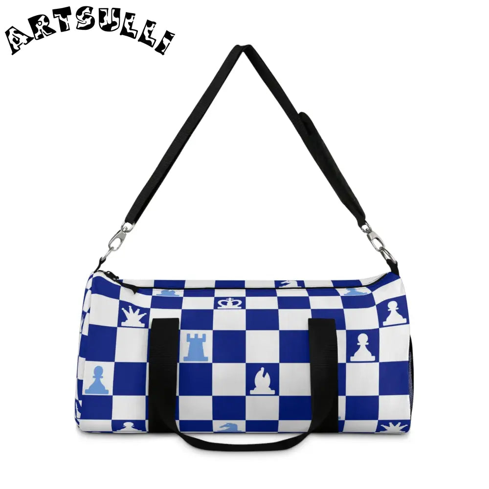 JAKKOUTTHEBXX Checkered Chess Duffel Bag Displays Mobile Storage 2025