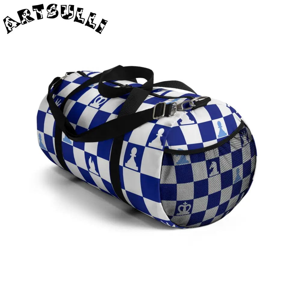 JAKKOUTTHEBXX Checkered Chess Duffel Bag Displays Mobile Storage 2025