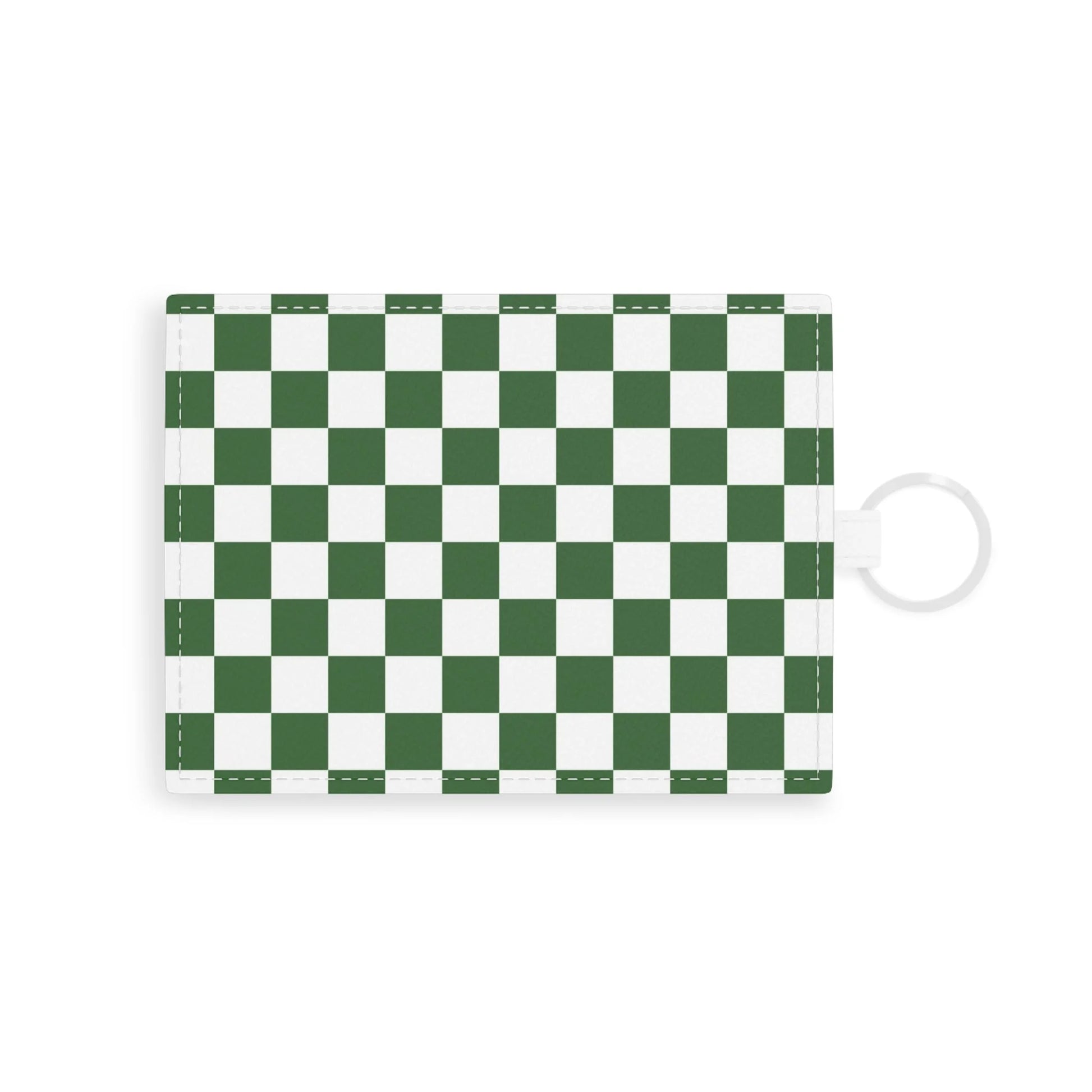 Checkered Faux Leather Card Holder with Keychain, Artsulli - Art is Long, Life is Short, Accessories, Size, One size, Color, White, , , 15317509073213895351