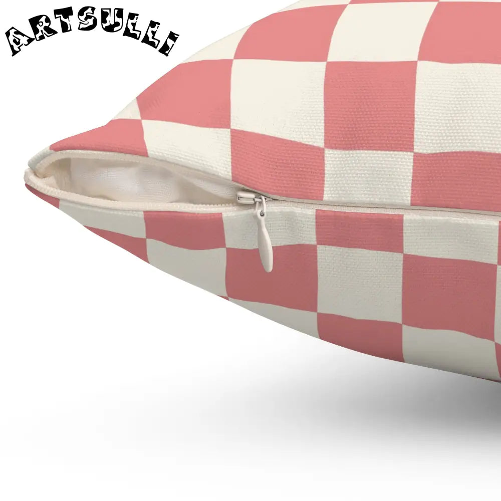 Checkered Grassland Sprites Pink Throw Pillow, Artsulli - Art is Long, Life is Short, Home Decor, , , , , , , 