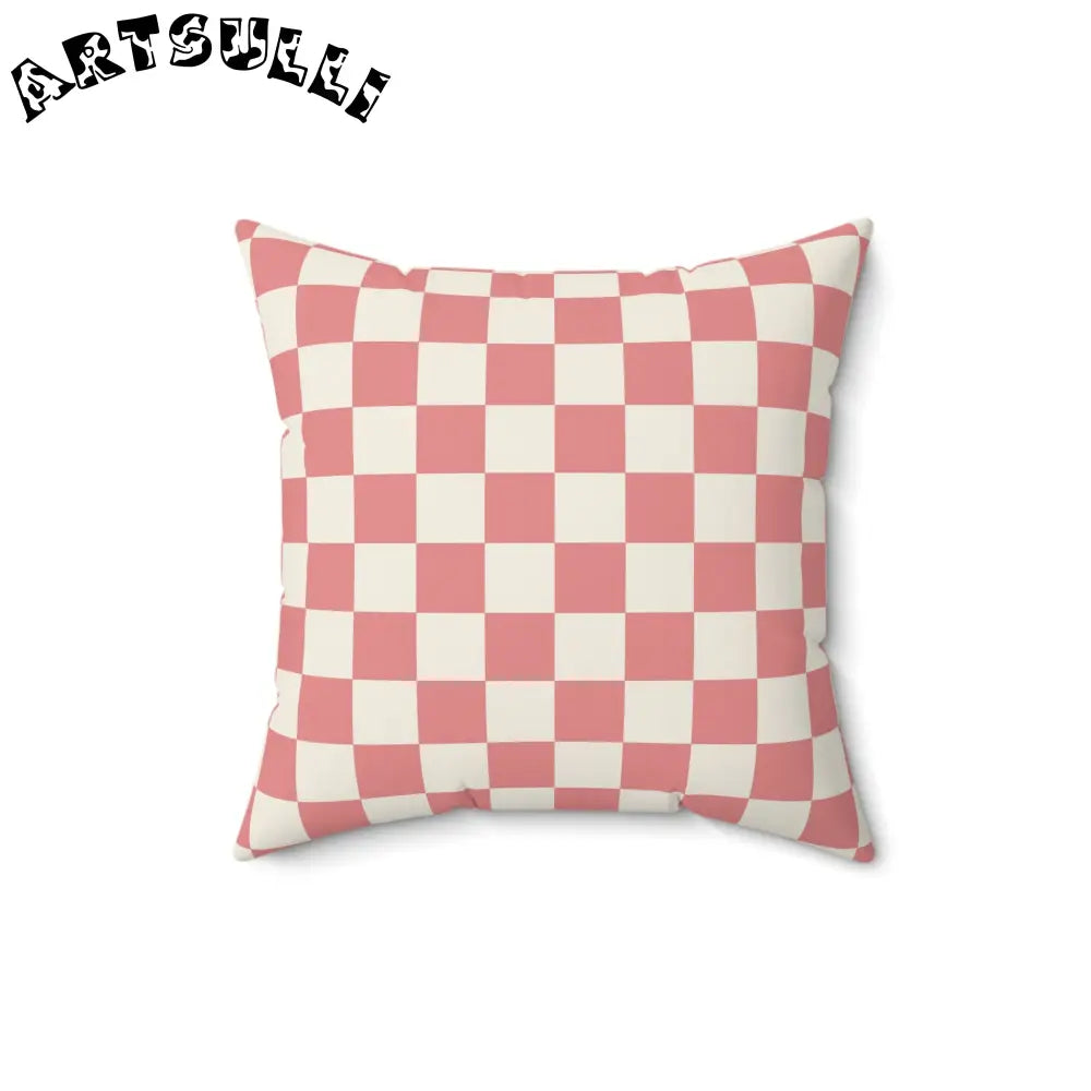 Checkered Grassland Sprites Pink Throw Pillow, Artsulli - Art is Long, Life is Short, Home Decor, Size, 16" × 16", , , , , 14195064261218279833