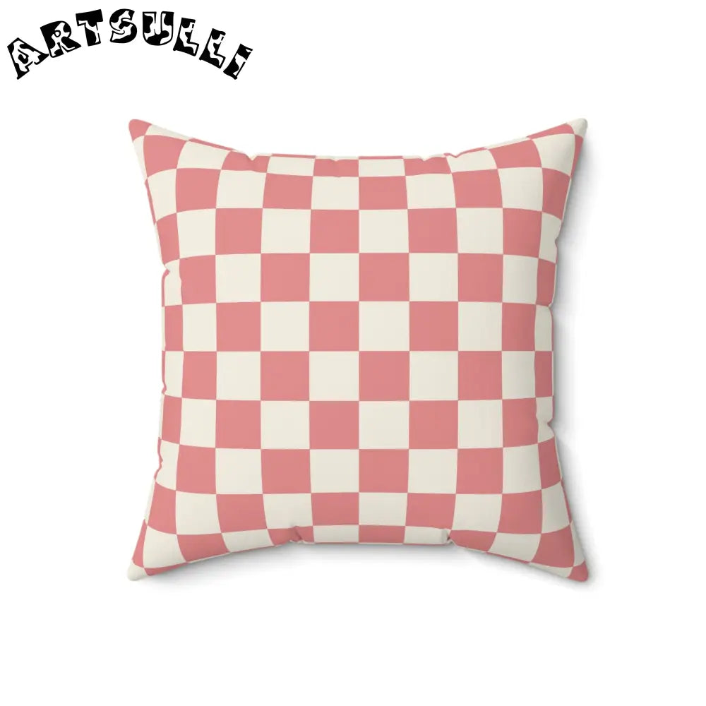Checkered Grassland Sprites Pink Throw Pillow, Artsulli - Art is Long, Life is Short, Home Decor, Size, 18" × 18", , , , , 27707289889058027206
