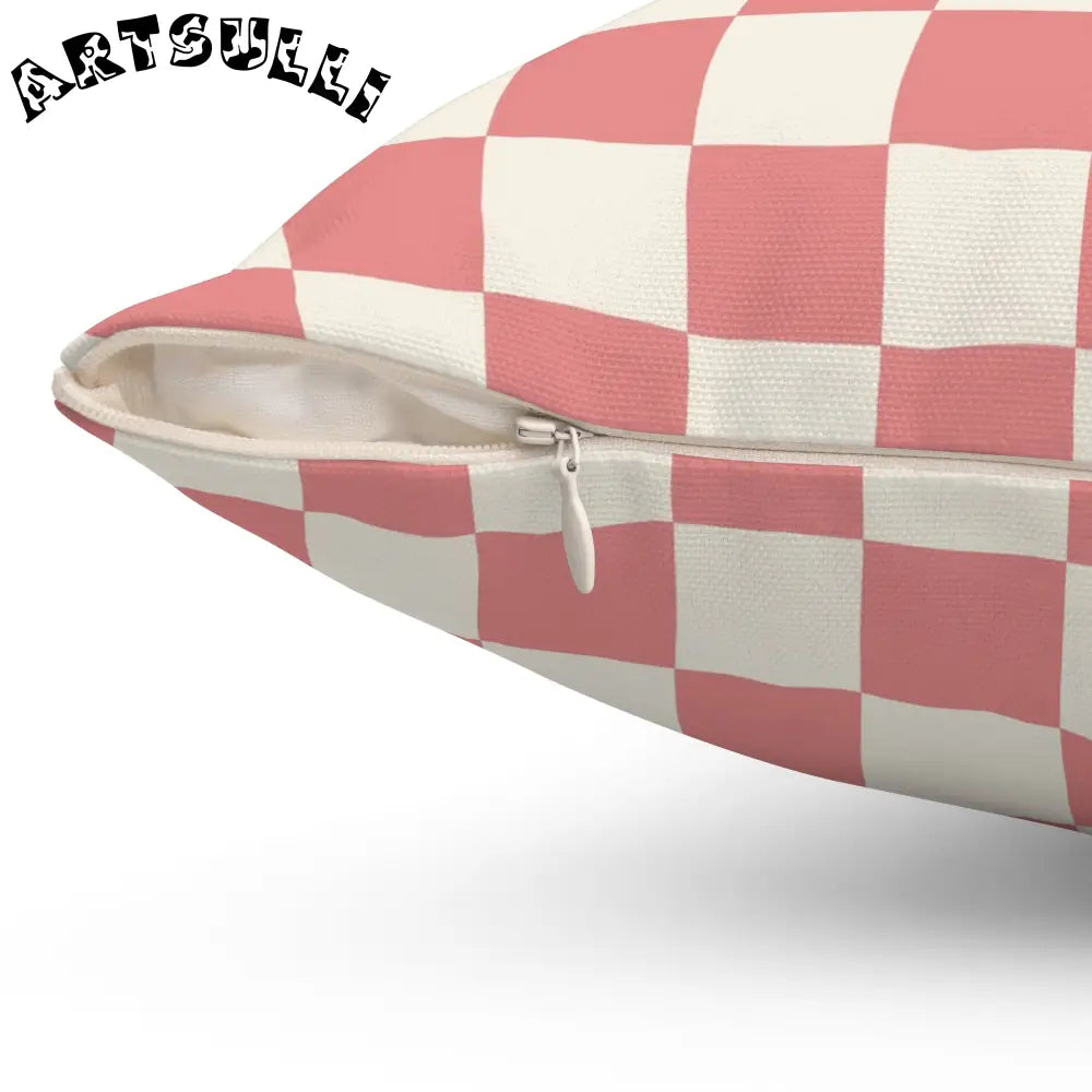 Checkered Grassland Sprites Pink Throw Pillow, Artsulli - Art is Long, Life is Short, Home Decor, , , , , , , 