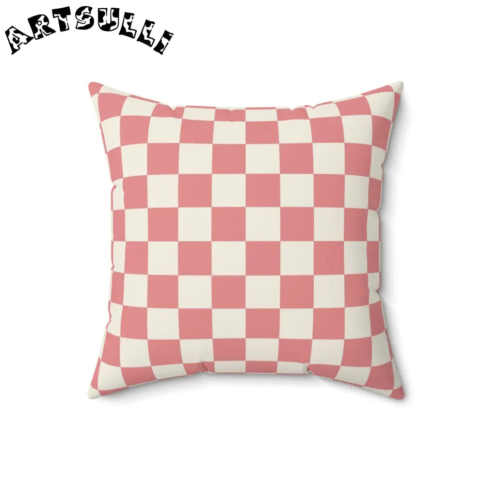Checkered Grassland Sprites Pink Throw Pillow, Artsulli - Art is Long, Life is Short, Home Decor, , , , , , , 