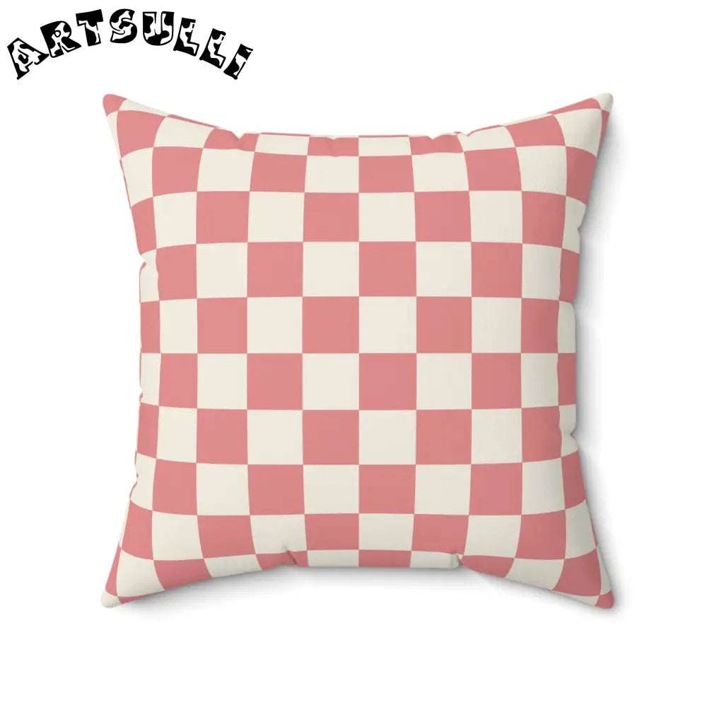 Checkered Grassland Sprites Pink Throw Pillow, Artsulli - Art is Long, Life is Short, Home Decor, Size, 20" × 20", , , , , 14937913309031166787