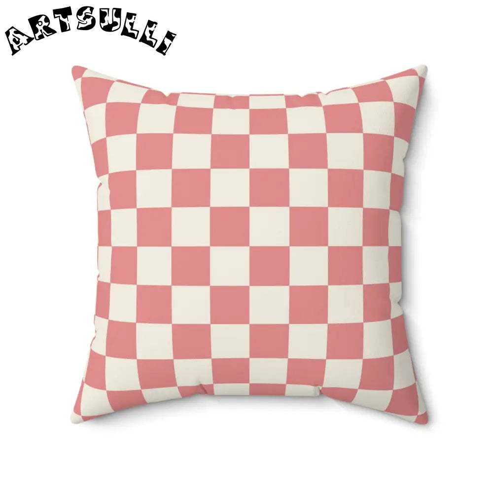 Checkered Grassland Sprites Pink Throw Pillow, Artsulli - Art is Long, Life is Short, Home Decor, , , , , , , 