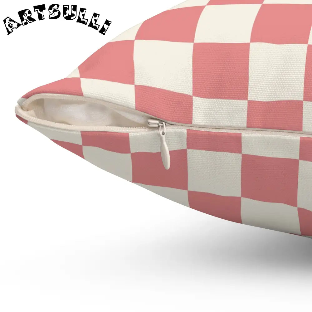 Checkered Grassland Sprites Pink Throw Pillow, Artsulli - Art is Long, Life is Short, Home Decor, , , , , , , 