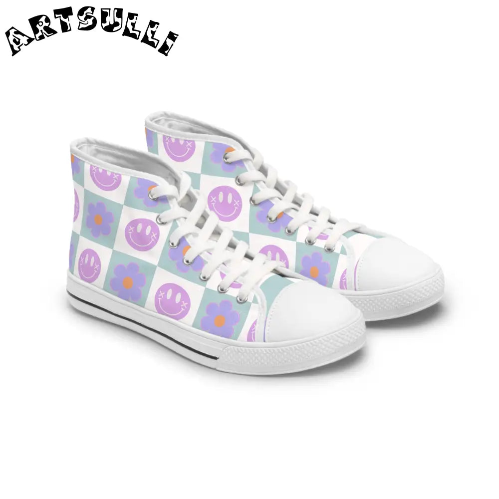 JAKKOUTTHEBXX Checkered Smiley Breathable Polyester Canvas High Tops 2025