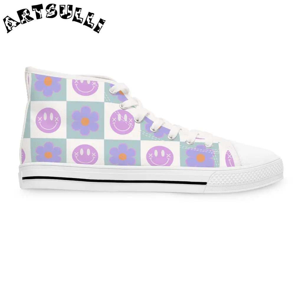 JAKKOUTTHEBXX Checkered Smiley Breathable Polyester Canvas High Tops 2025