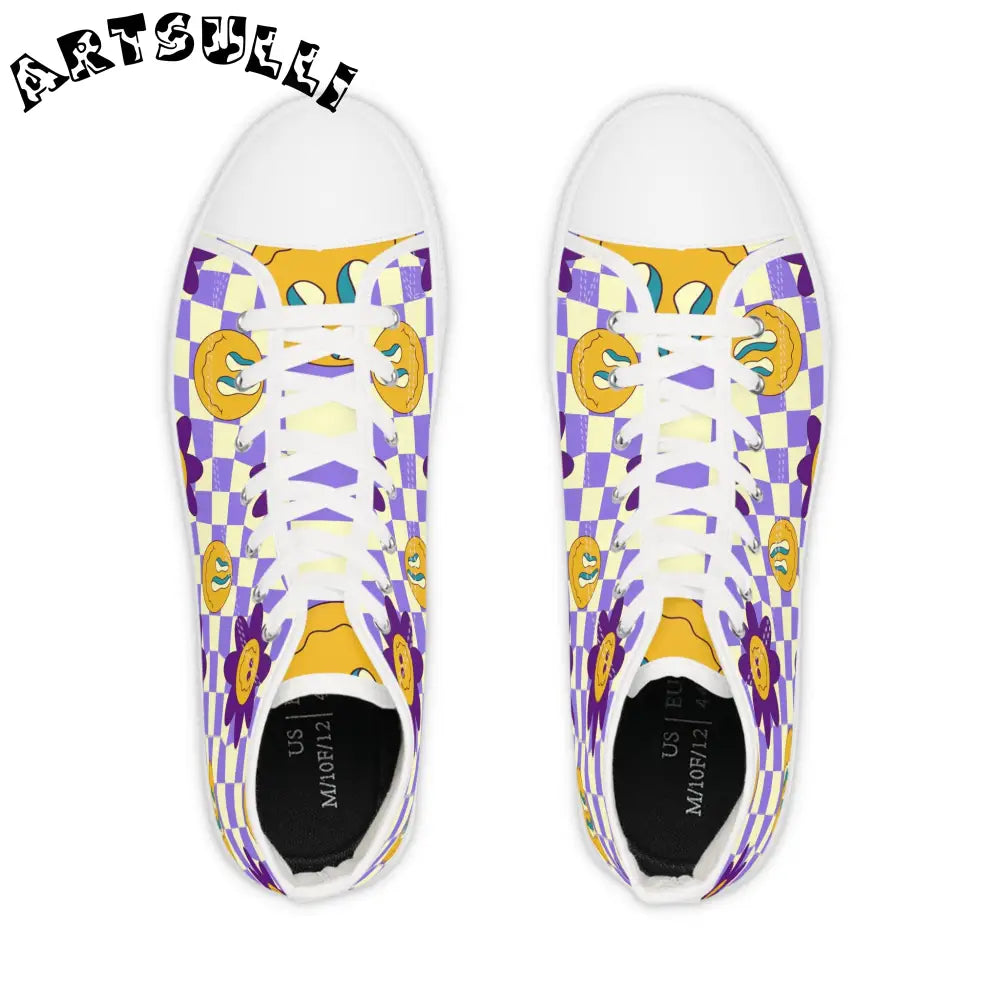 JAKKOUTTHEBXX Checkered Smiley Breathable Polyester Canvas High Tops 2025
