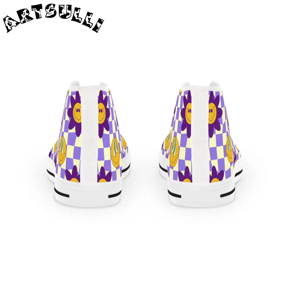 JAKKOUTTHEBXX Checkered Smiley Breathable Polyester Canvas High Tops 2025