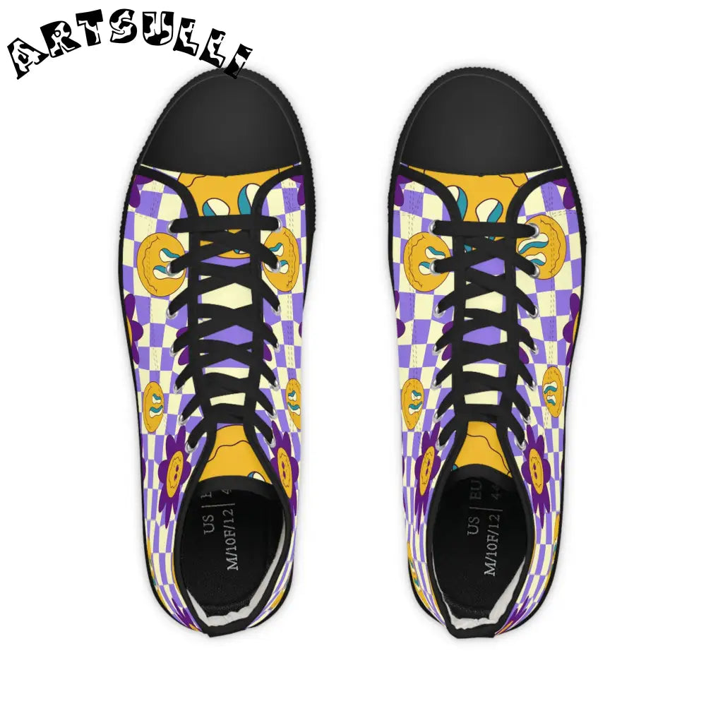 JAKKOUTTHEBXX Checkered Smiley Breathable Polyester Canvas High Tops 2025