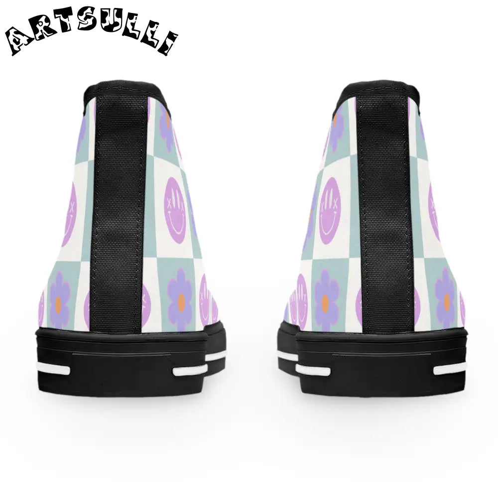 JAKKOUTTHEBXX Checkered Smiley Breathable Polyester Canvas High Tops 2025