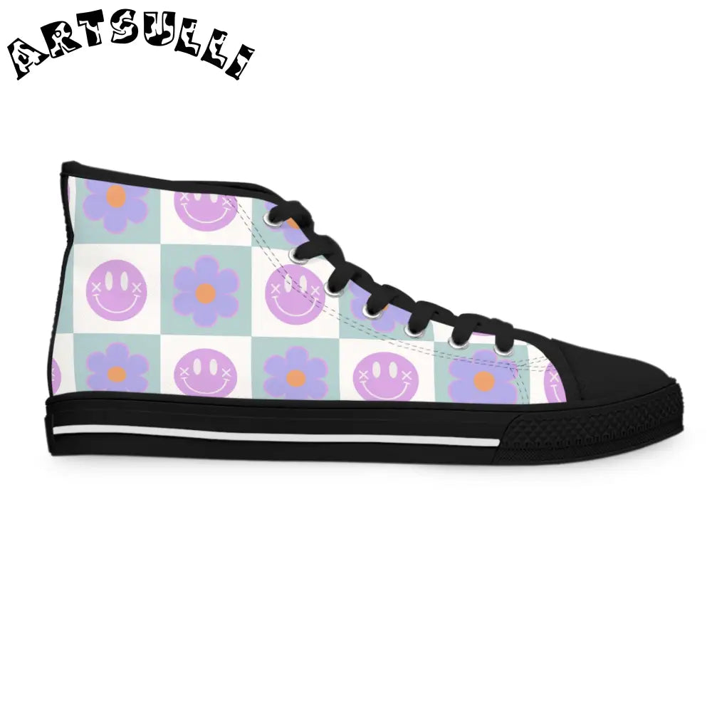 JAKKOUTTHEBXX Checkered Smiley Breathable Polyester Canvas High Tops 2025