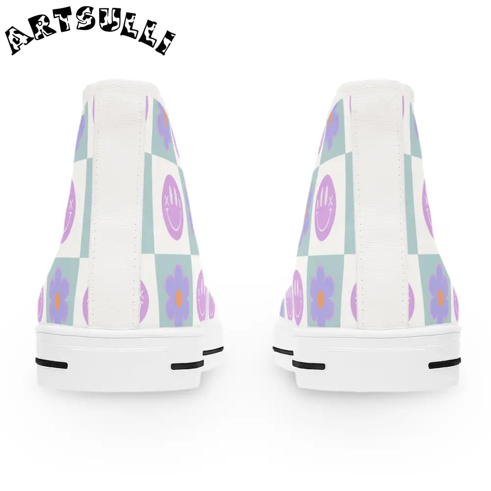 JAKKOUTTHEBXX Checkered Smiley Breathable Polyester Canvas High Tops 2025