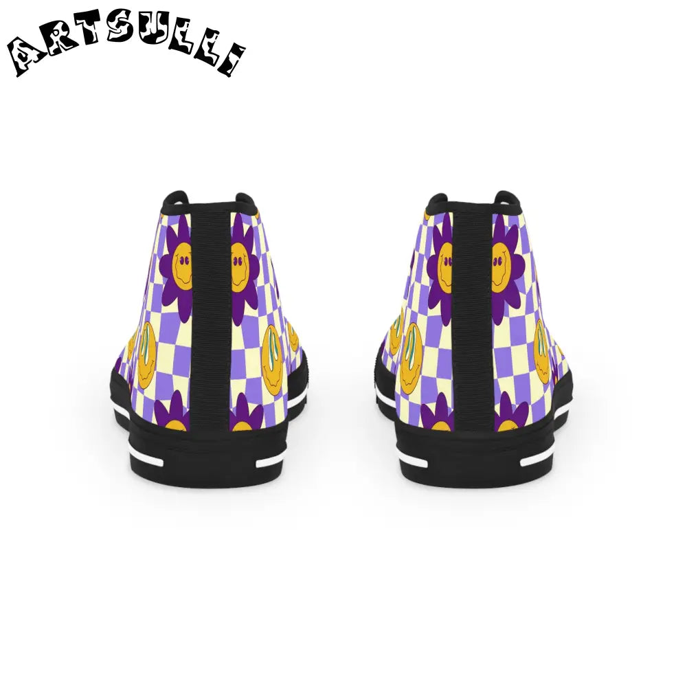 JAKKOUTTHEBXX Checkered Smiley Breathable Polyester Canvas High Tops 2025