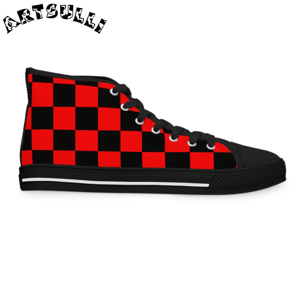 JAKKOUTTHEBXX Checkered Womens High Tops in Breathable Polyester Canvas 2025