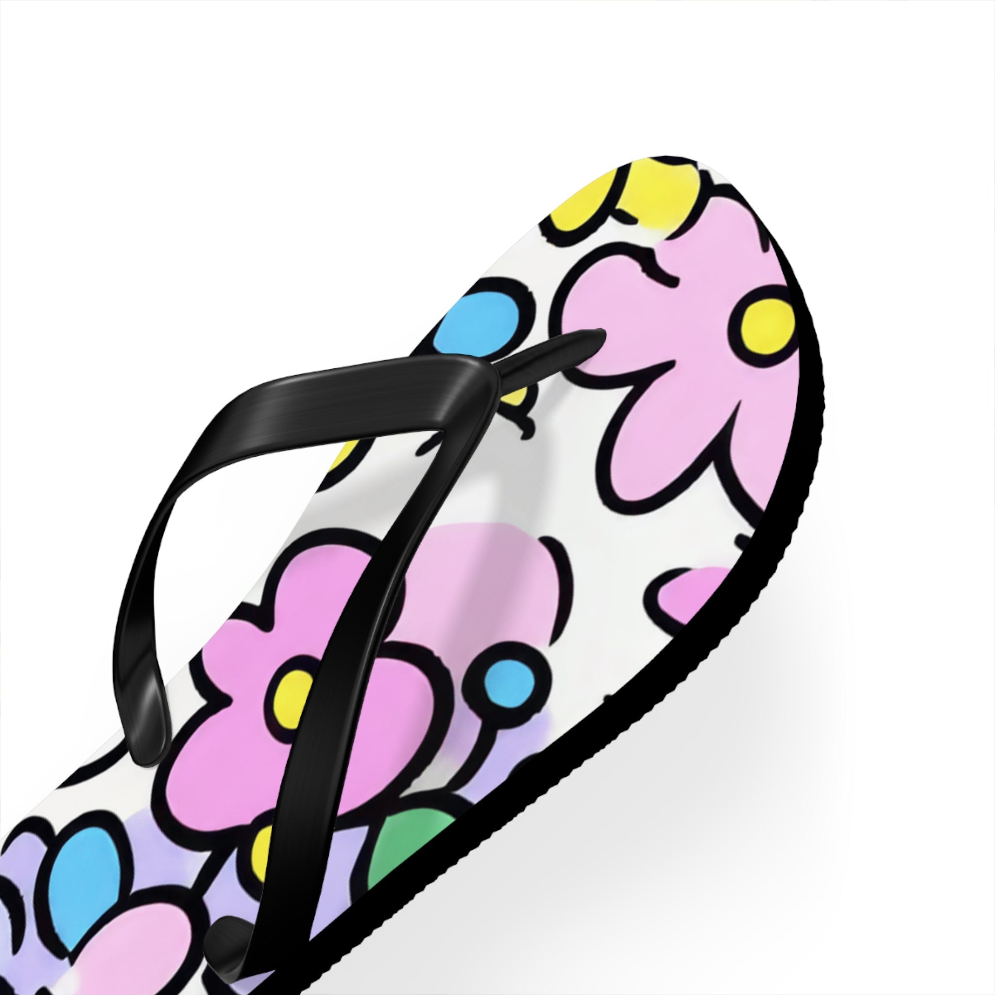 Cheerful Pastel Floral Flip Flops, Artsulli - Art is Long, Life is Short, Shoes, , , , , , , 