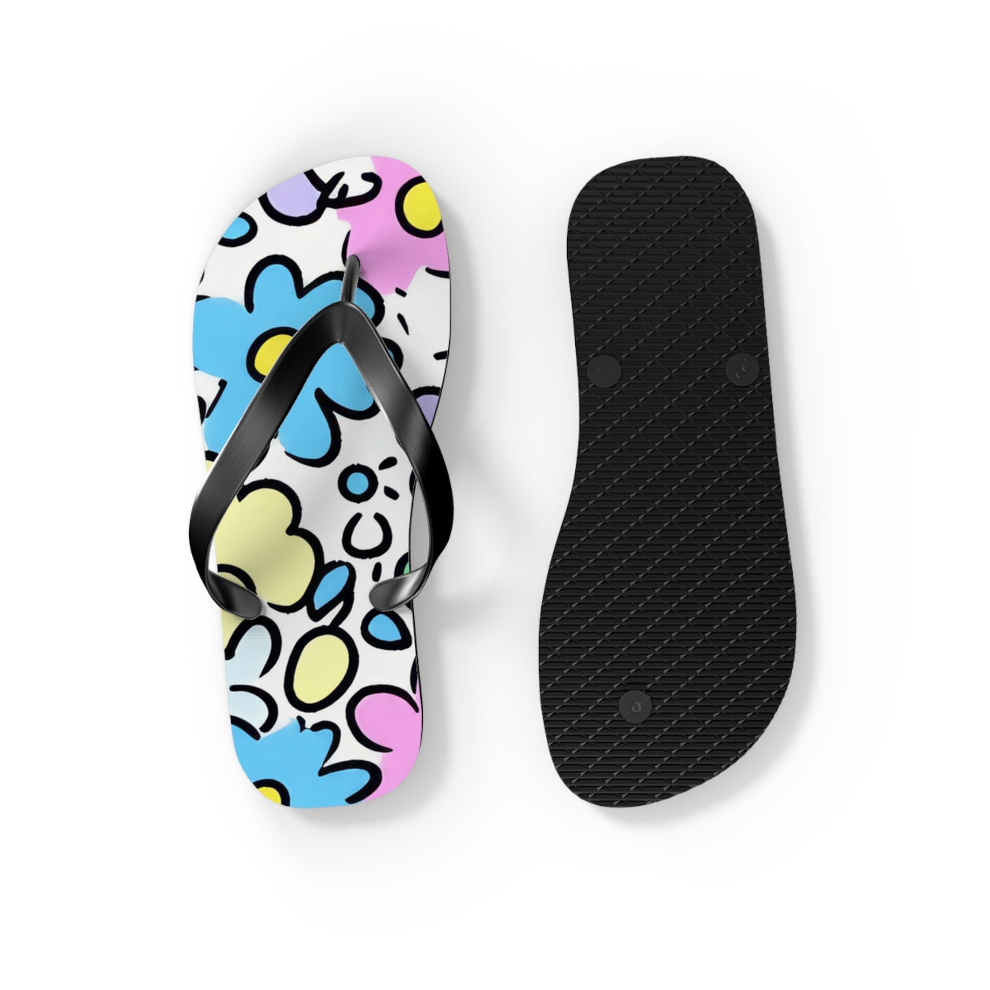 Cheerful Pastel Floral Flip Flops, Artsulli - Art is Long, Life is Short, Shoes, , , , , , , 