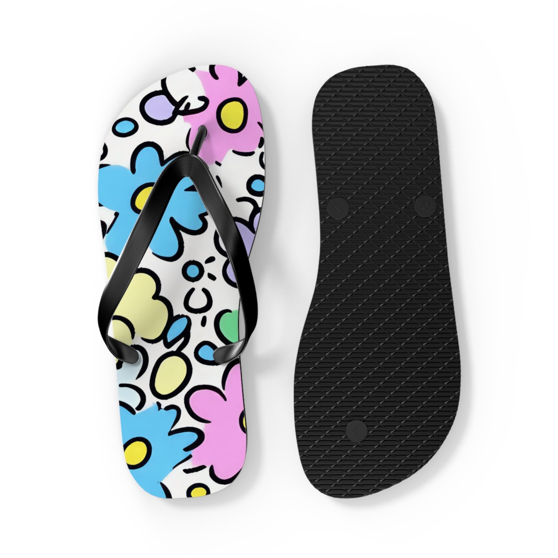 Cheerful Pastel Floral Flip Flops, Artsulli - Art is Long, Life is Short, Shoes, , , , , , , 