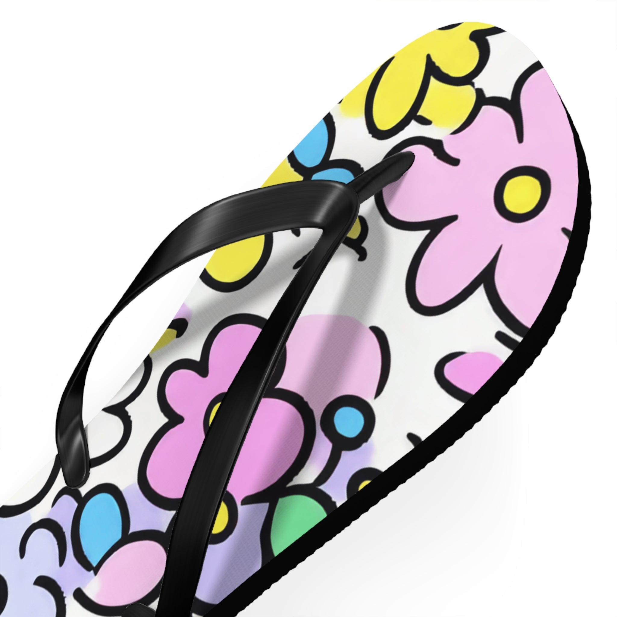 Cheerful Pastel Floral Flip Flops, Artsulli - Art is Long, Life is Short, Shoes, , , , , , , 