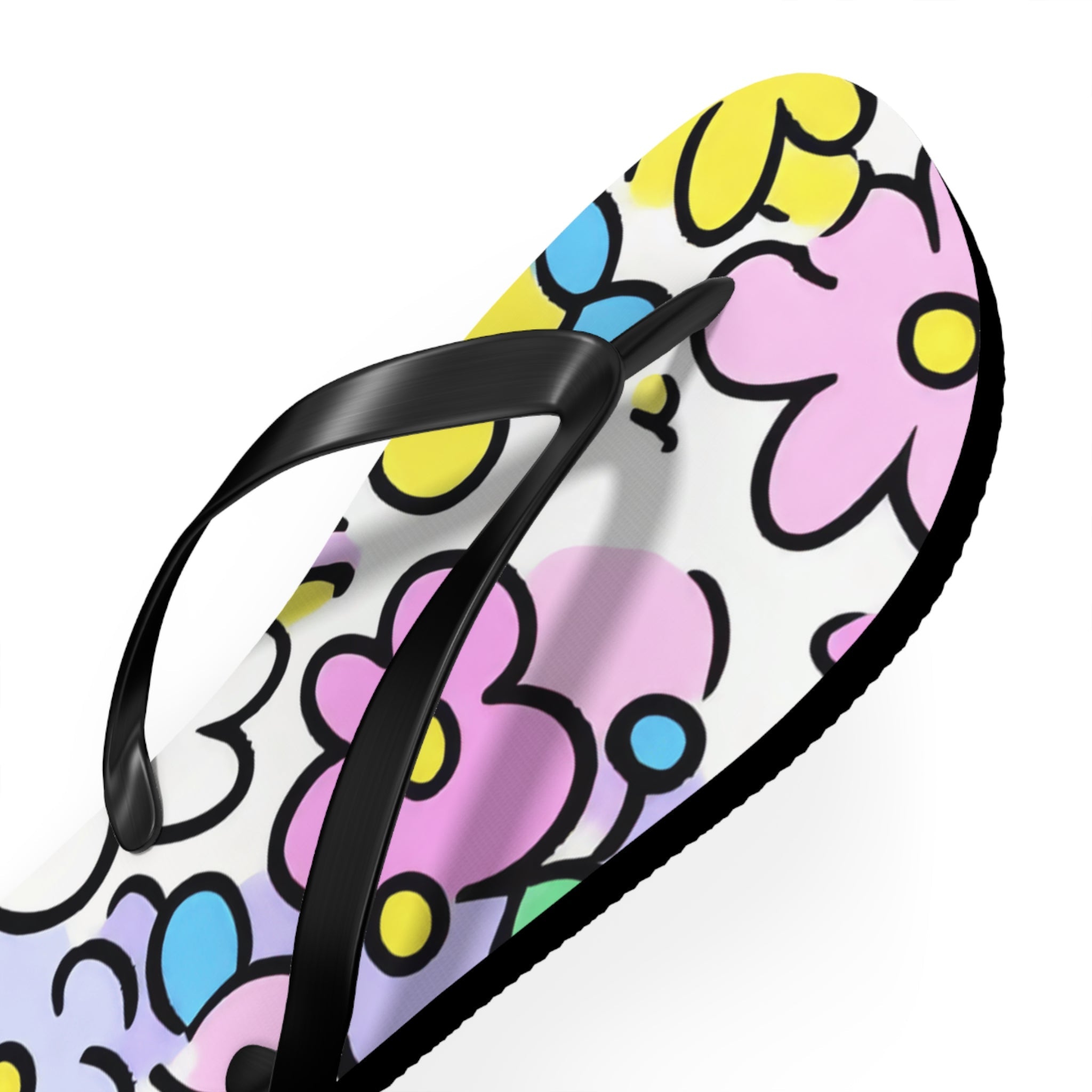 Cheerful Pastel Floral Flip Flops, Artsulli - Art is Long, Life is Short, Shoes, , , , , , , 