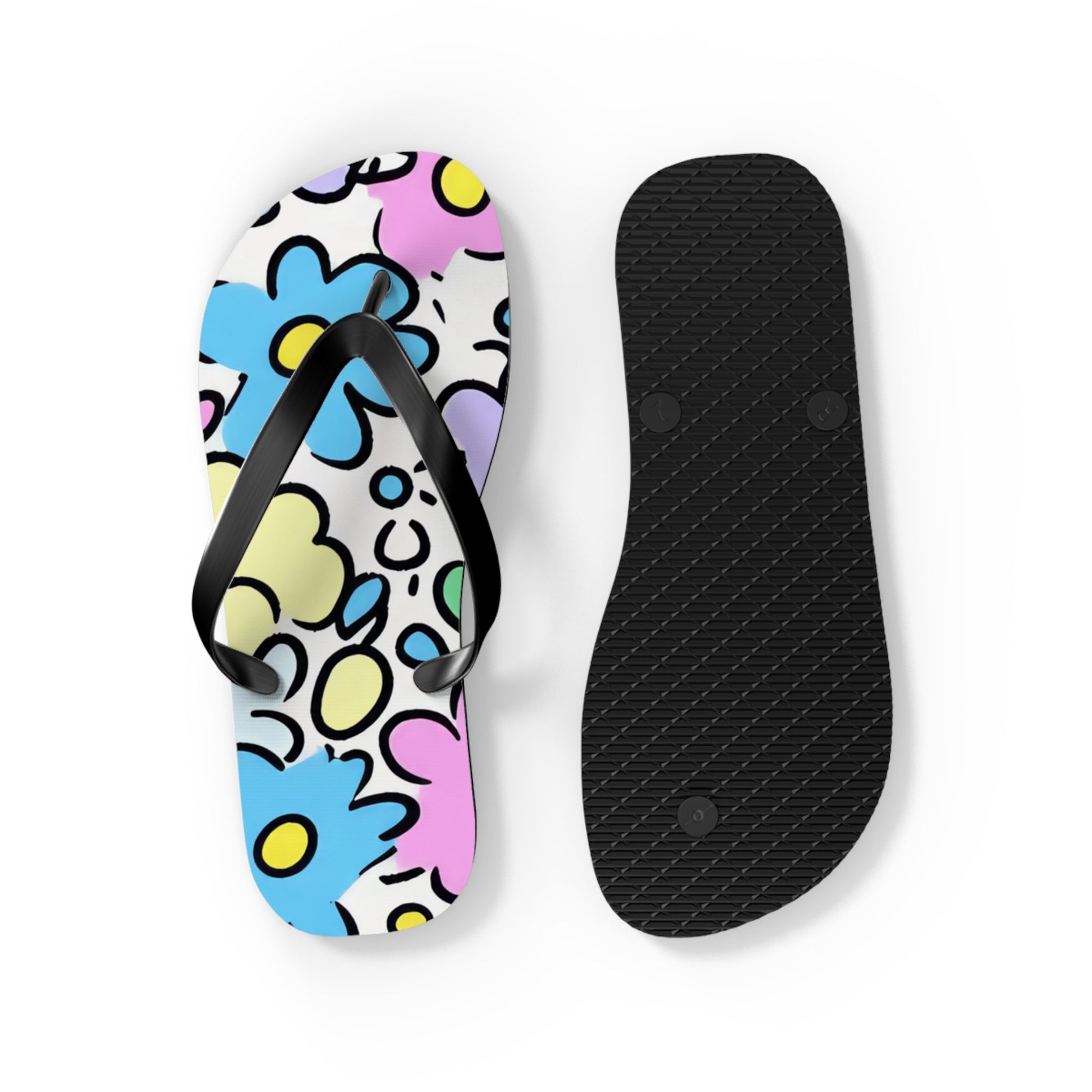 Cheerful Pastel Floral Flip Flops, Artsulli - Art is Long, Life is Short, Shoes, , , , , , , 