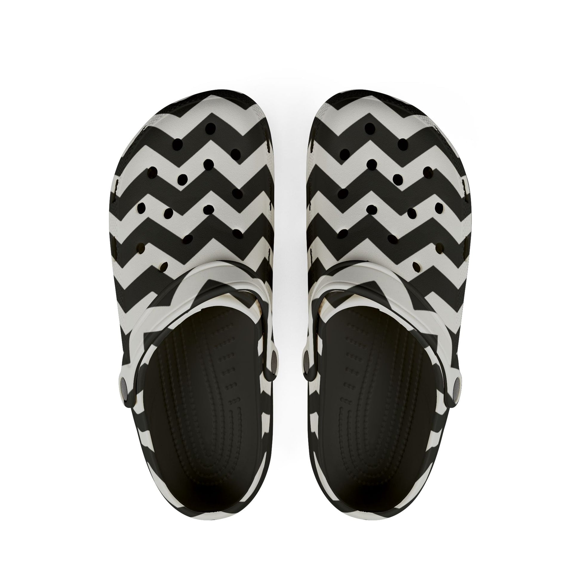 Chevron Polka Dot EVA Foam Clogs, Artsulli - Art is Long, Life is Short, Shoes, Size, US 6 (Women's), Color, Black, , , 18897469964305451172