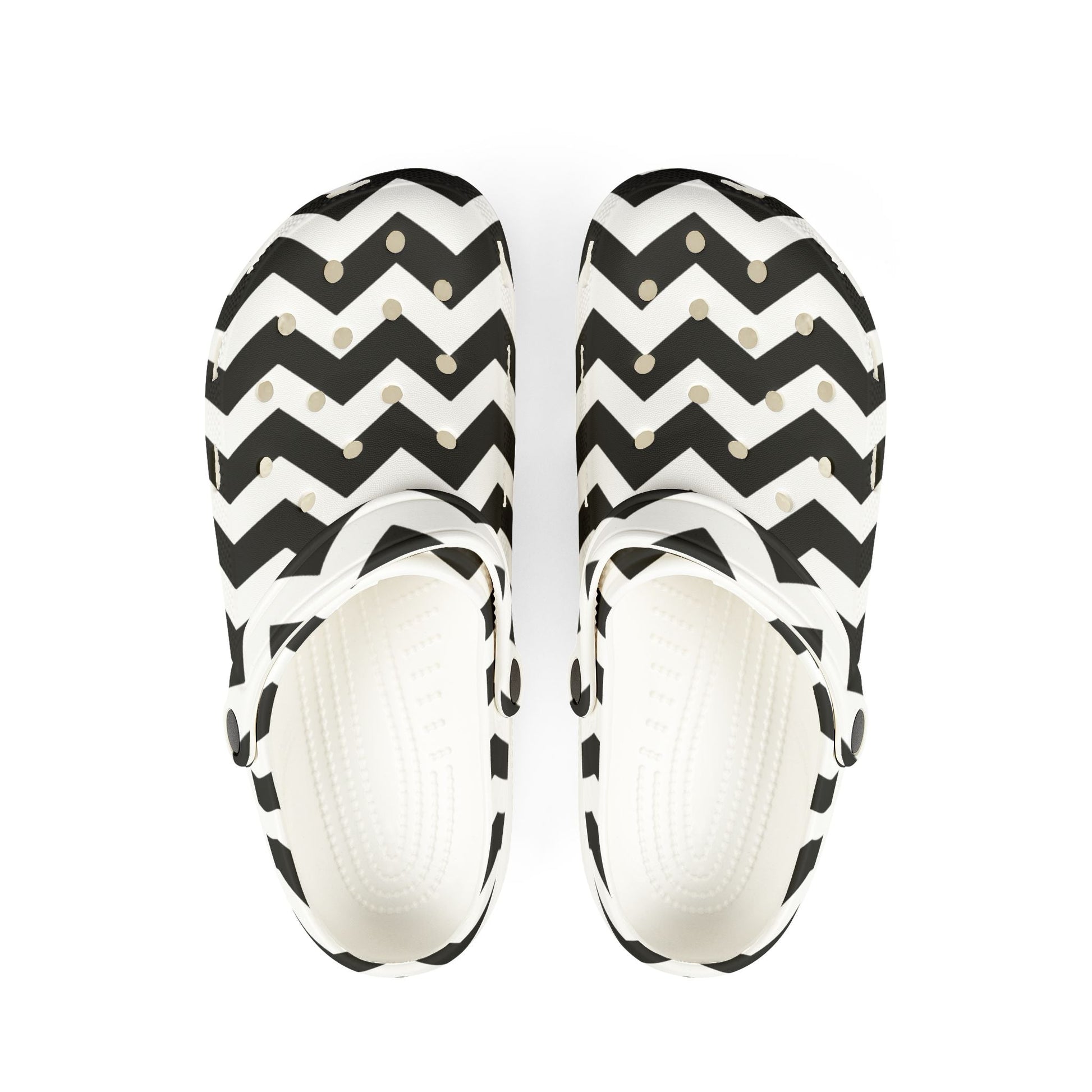Chevron Polka Dot EVA Foam Clogs, Artsulli - Art is Long, Life is Short, Shoes, Size, US 6 (Women's), Color, White, , , 18334193198851974278