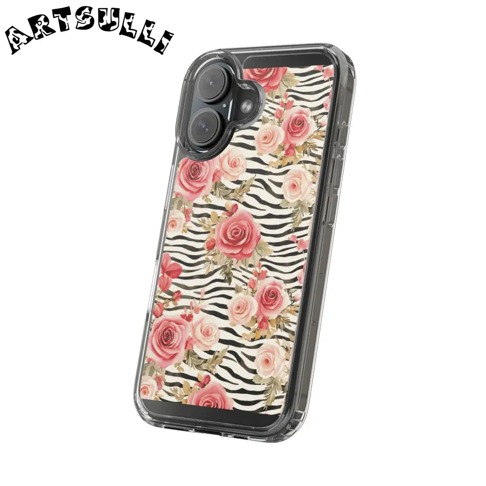 JAKKOUTTHEBXX Pink Floral Zebra Stripe Clear Case 2025