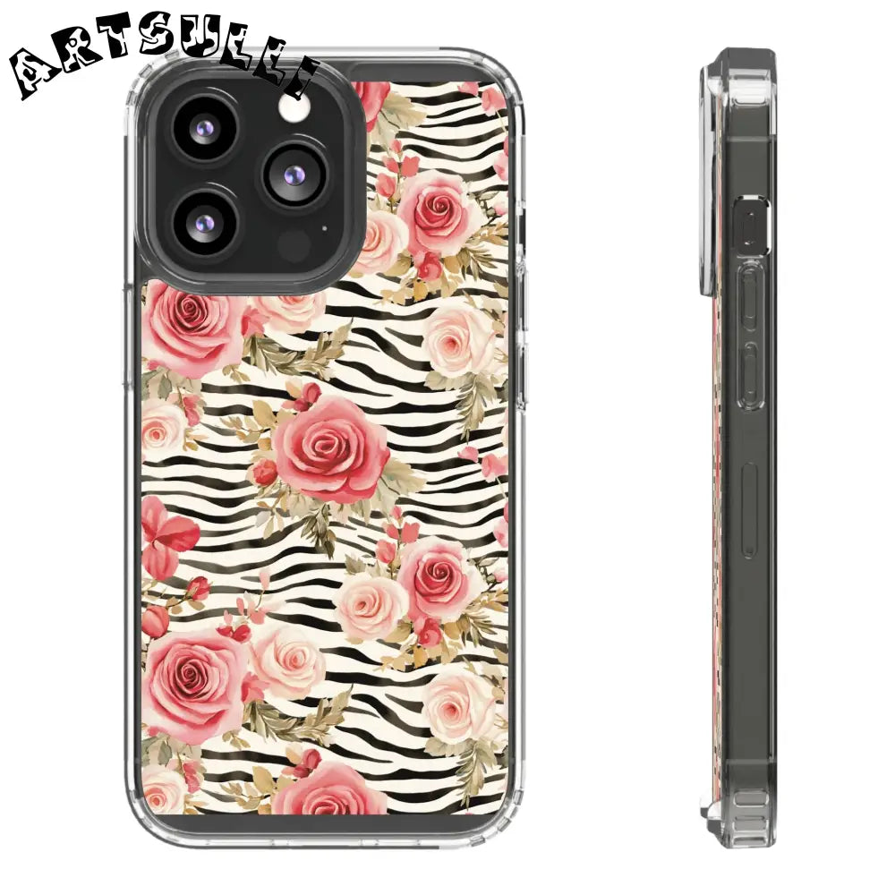 JAKKOUTTHEBXX Pink Floral Zebra Stripe Clear Case 2025
