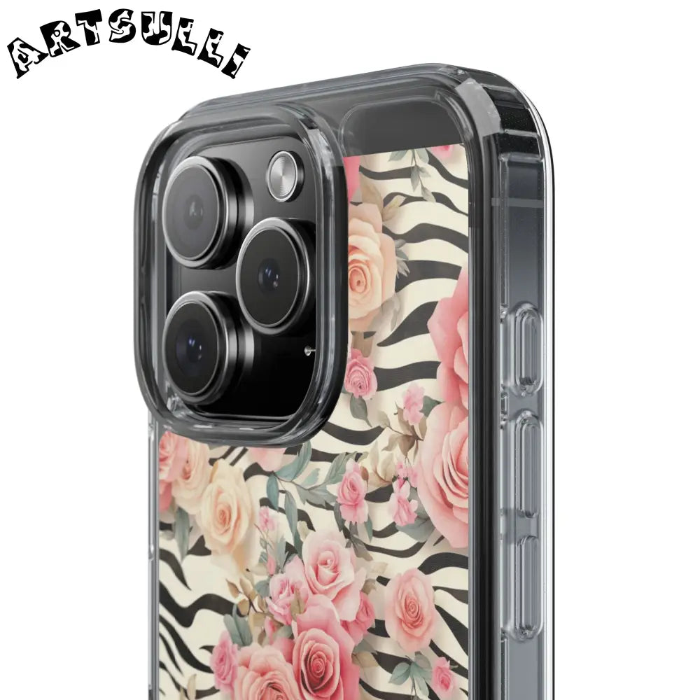 JAKKOUTTHEBXX Pink Floral Zebra Print Clear Case 2025