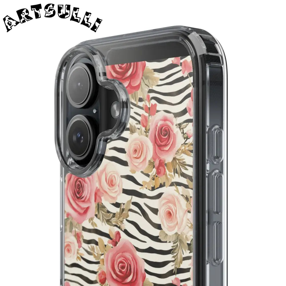JAKKOUTTHEBXX Pink Floral Zebra Stripe Clear Case 2025