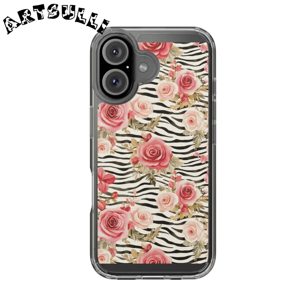 JAKKOUTTHEBXX Pink Floral Zebra Stripe Clear Case 2025