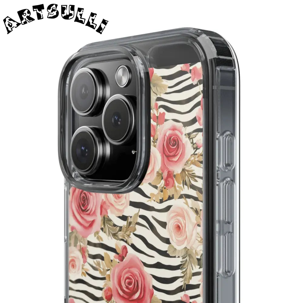 JAKKOUTTHEBXX Pink Floral Zebra Stripe Clear Case 2025