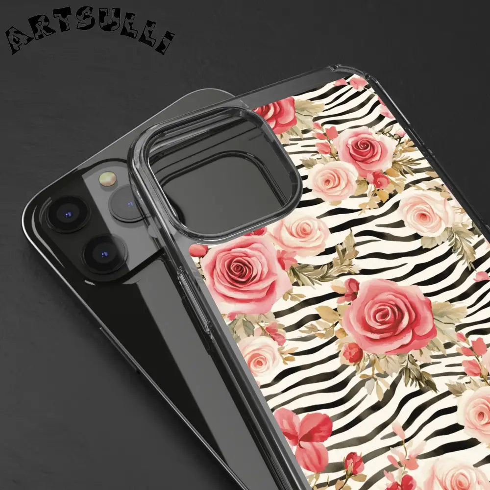 JAKKOUTTHEBXX Pink Floral Zebra Stripe Clear Case 2025