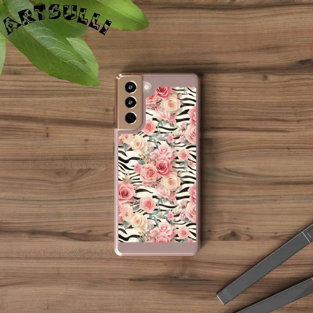 JAKKOUTTHEBXX Pink Floral Zebra Print Clear Case 2025