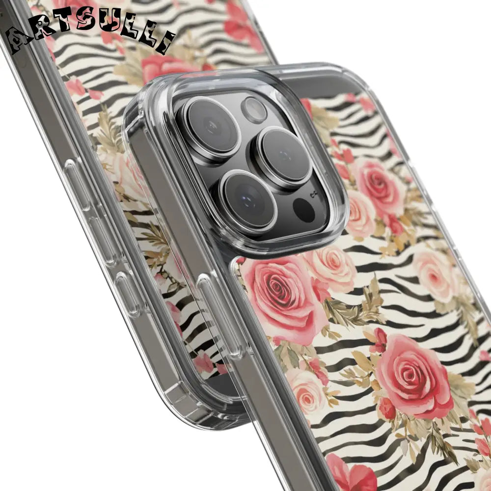 JAKKOUTTHEBXX Pink Floral Zebra Stripe Clear Case 2025