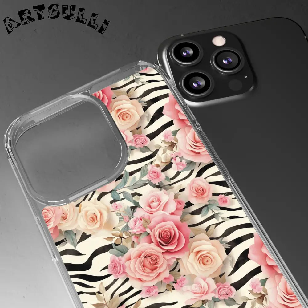 JAKKOUTTHEBXX Pink Floral Zebra Print Clear Case 2025