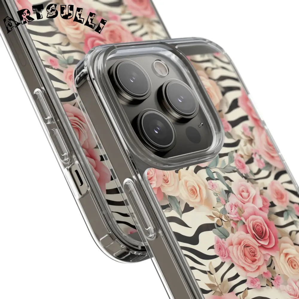 JAKKOUTTHEBXX Pink Floral Zebra Print Clear Case 2025