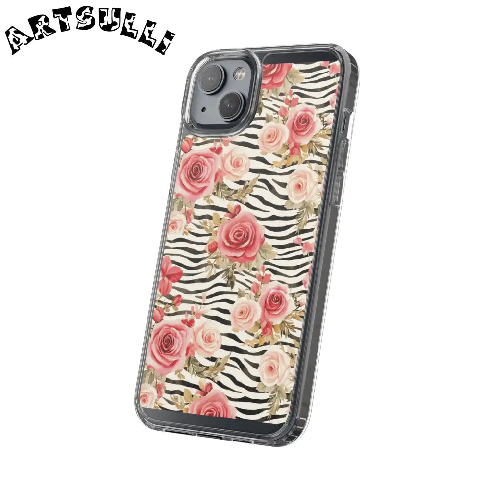 JAKKOUTTHEBXX Pink Floral Zebra Stripe Clear Case 2025