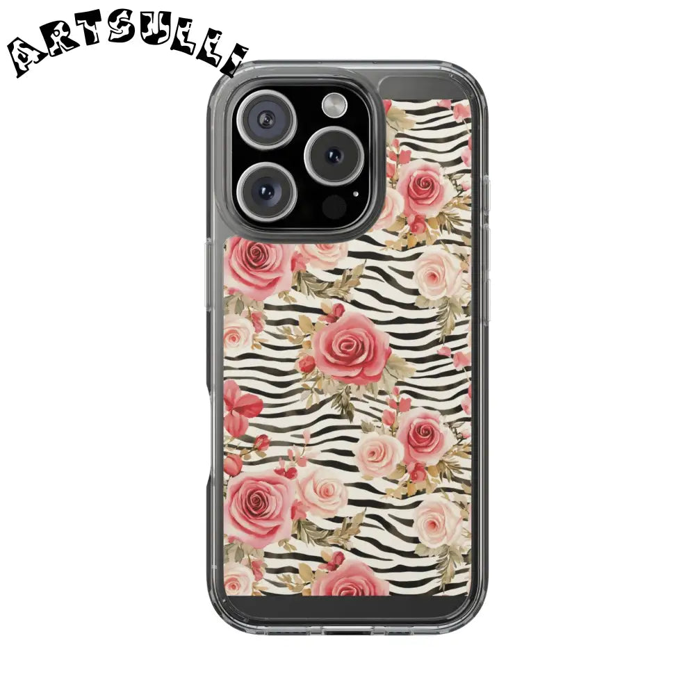 JAKKOUTTHEBXX Pink Floral Zebra Stripe Clear Case 2025