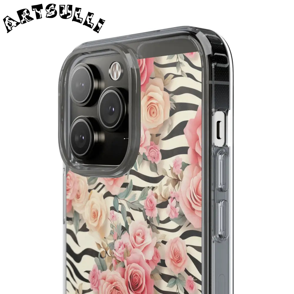 JAKKOUTTHEBXX Pink Floral Zebra Print Clear Case 2025